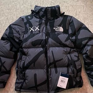 TNF x KAWS 1996 Retro Nuptse Puffer Jacket Black - Size large